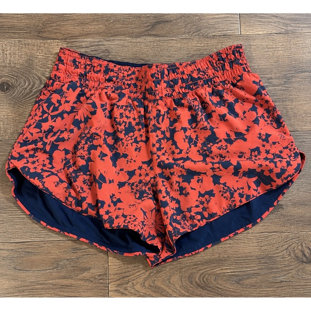Lululemon Choose A Side 3" Shorts Size 8 Reversible Onyx Blue Floral W7ALIS